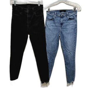 J Brand Jeans Alana Set of 2 High Rise Crop Skinny Blue Black Denim Women sz 26